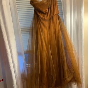 Hello Molly Strapless Brown Dress